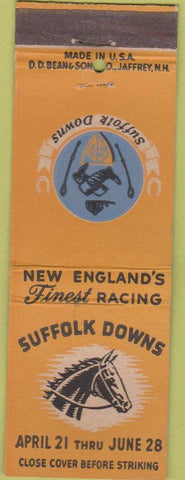 Matchbook Cover - Suffolk Downs Horse Racing Boston MA
