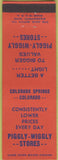 Matchbook Cover - Piggy Wiggly Grocery Store Colorado Springs CO