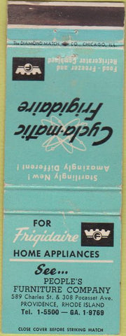 Matchbook Cover - Frigidaire Appliance Furniture Providence RI WEAR