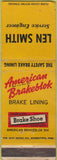 Matchbook Cover - American Brake Shoe Len Smith Engineer WEAR