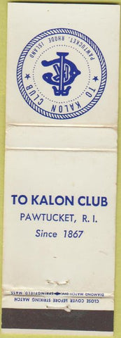 Matchbook Cover - To Kalon Club Pawtucker RI