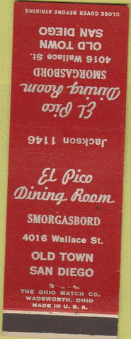 Matchbook Cover - El Pico Dining Room Old Town San Diego CA