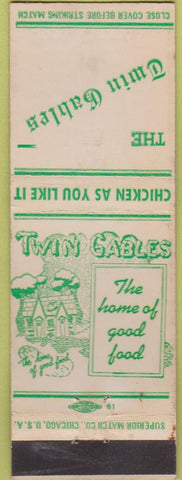 Matchbook Cover - The Twin Gables Elgin IL