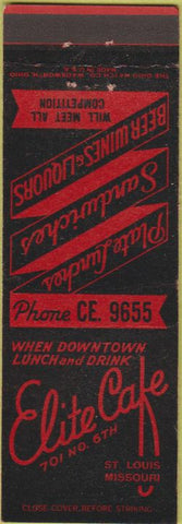 Matchbook Cover - Elite Cafe St Louis MO