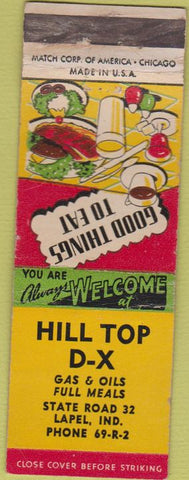 Matchbook Cover - Hill Top DX Oil Gas Lapel IN WEAR