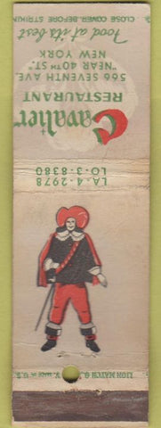 Matchbook Cover - Cavalier Restaurant New York City WEAR