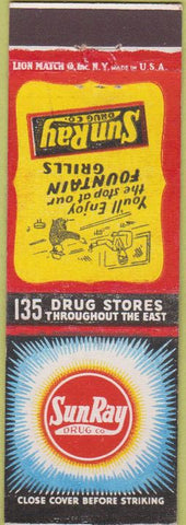 Matchbook Cover - Sun Ray Drug Co Soda Fountain
