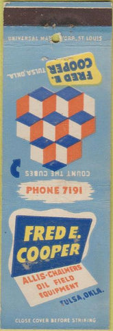 Matchbook Cover - Fred E Cooper Allis Chalmers oil field Tulsa OK tractors