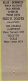 Matchbook Cover - Fred E Cooper Allis Chalmers oil field Tulsa OK tractors