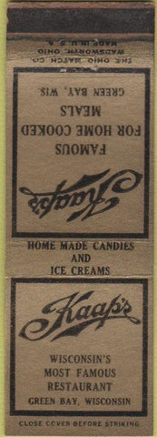 Matchbook Cover - Kaap's Restaurant Green Bay WI WEAR