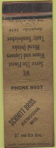 Matchbook Cover - Schmitt Bros Kenosha WI restaurant
