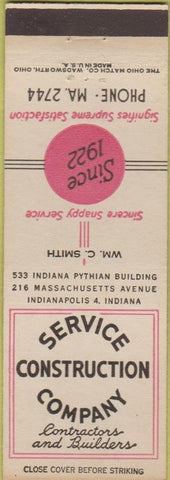 Matchbook Cover - Service Construction Indianapolis IN
