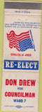 Matchbook Cover - Don Drew for Councilman Ward 7 WORN