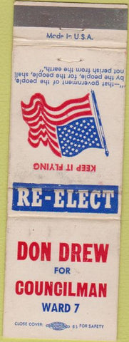 Matchbook Cover - Don Drew for Councilman Ward 7 WORN