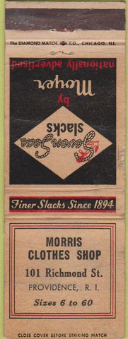 Matchbook Cover - Morris Clothes Shop Providence RI Seven Seas slacks POOR