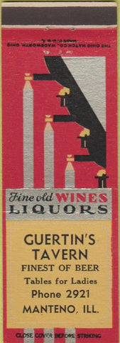 Matchbook Cover - Guertin's Tavern Manteno IL deco
