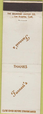 Matchbook Cover - Farnesi's Chowchilla CA Madera