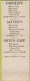Matchbook Cover - Farnesi's Chowchilla CA Madera