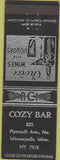 Matchbook Cover - Cozy Bar Minneapolis MN