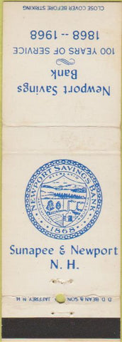 Matchbook Cover - Newport Savings Bank Sunapee Newport NH