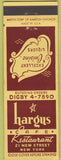 Matchbook Cover - Hargus Cafe New York City