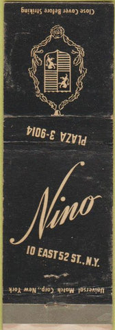 Matchbook Cover - Nino Restaurant New York City WEAR