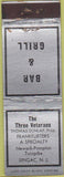 Matchbook Cover - Three Veterans Hotdogs Singac NJ