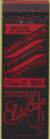 Matchbook Cover - Elite Cafe St Louis MO