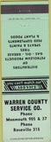 Matchbook Cover - Warren County Service oil gas feed