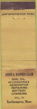 Matchbook Cover - John Rowbotham gas oil Easthampton MA WORN