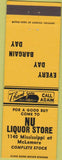 Matchbook Cover - Nu Liquor Store NO TOWN