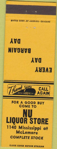 Matchbook Cover - Nu Liquor Store NO TOWN