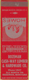 Matchbook Cover - Bozeman Cash Way Lumber Hardware Bozeman MT SAMPLE