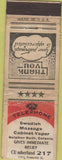 Matchbook Cover - Sewedish ???Massage Colonic NO TOWN WORN STICKER