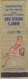 Matchbook Cover - Benny's Musical Bar Philadelphia PA Advance pinup