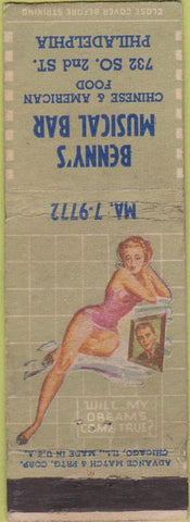 Matchbook Cover - Benny's Musical Bar Philadelphia PA Advance pinup