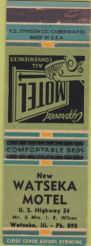 Matchbook Cover - New Watseka Motel IL
