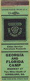 Matchbook Cover - Cities oil gas Georgia Florida Camp Kingsland GA WEAR