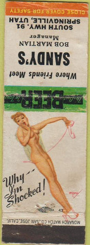 Matchbook Cover - Sandy's Springville UT pinup WEAR