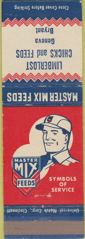 Matchbook Cover - Lumberlock Chicks Feed Geneva Bryant OH? Master  Mix Feed