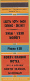 Matchbook Cover - North Branch Hotel North Branch MI