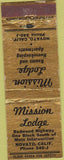 Matchbook Cover - Mission Lodge Novato CA