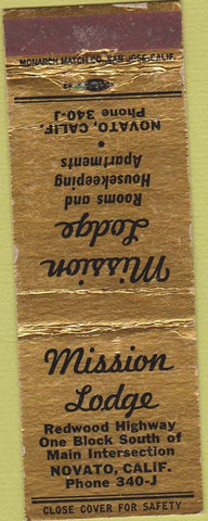 Matchbook Cover - Mission Lodge Novato CA