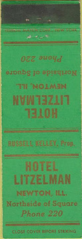 Matchbook Cover - Hotel Litzelman Newton IL Federal