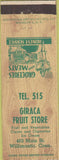 Matchbook Cover - Giraca Fruit Store Willimantic CT girlie