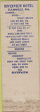 Matchbook Cover - Riverview Hotel Danville PA