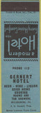 Matchbook Cover - Gernert Hotel Millersburg PA