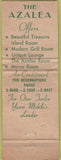 Matchbook Cover - Azalea Grill Mobile AL WORN