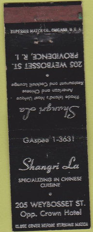 Matchbook Cover - Shangri La Providence RI