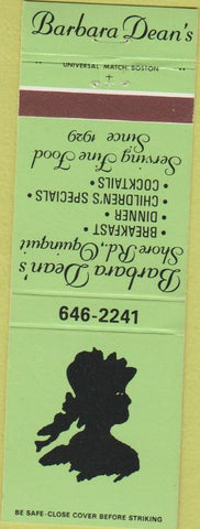 Matchbook Cover - Barbara Dean's Restaurant Ogunquit ME girlie